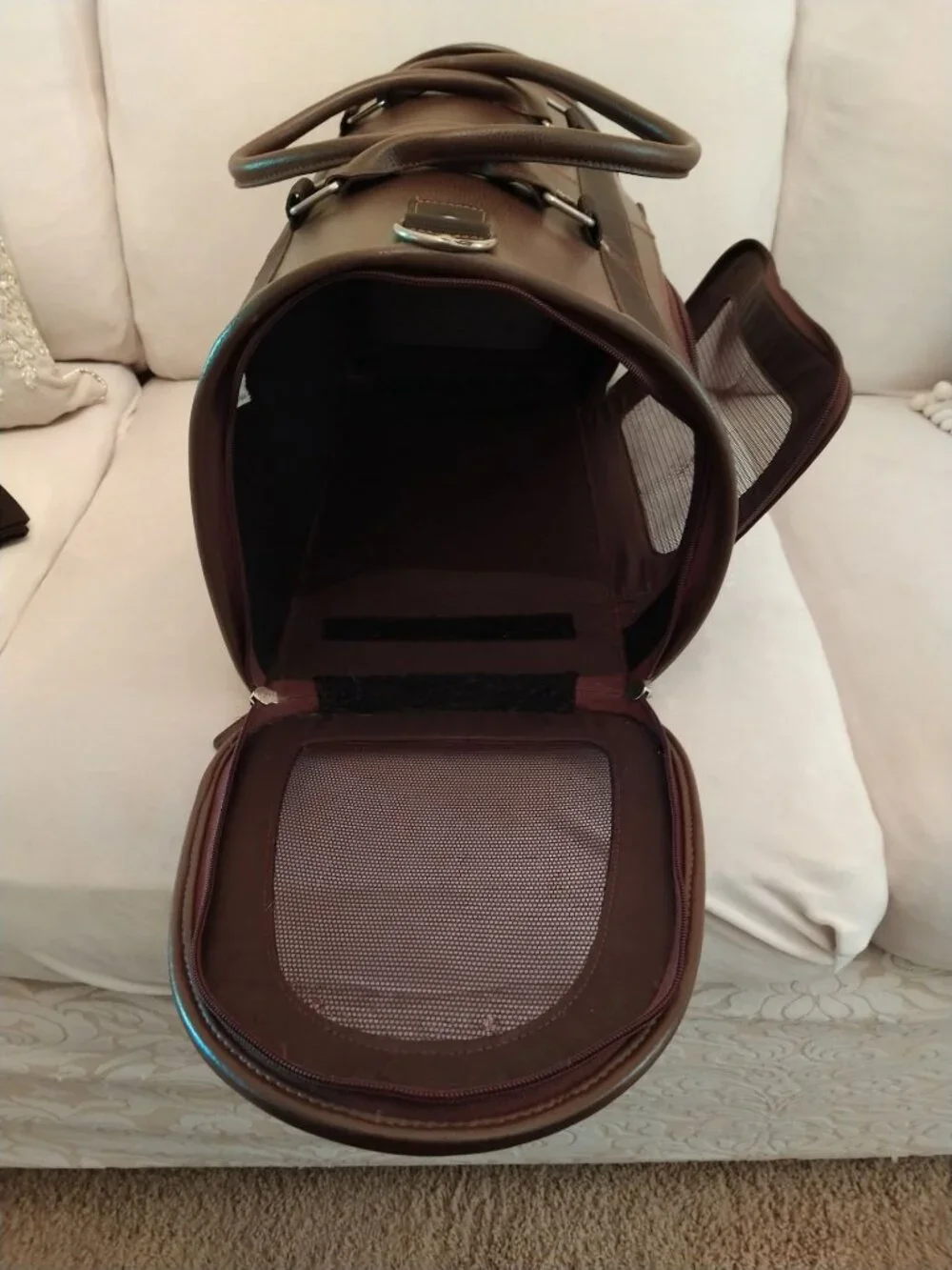 Vintage Faux Leather Pet Carrier GUC